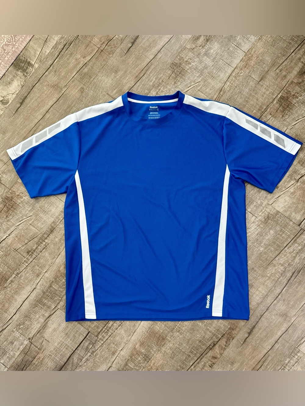 Reebok Men's Performance Athletic Shirt – Royal Blue & White XL Moisture Wicking